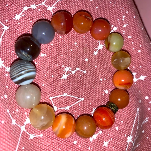 🧿2/$15🧿✋🏼Made Natural 12mm Botswana Agate Stone Bracelet w Brass Tie Cover - Picture 13 of 16